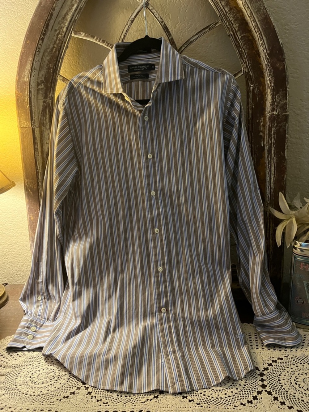 Daniel Cremieux Striped Dress Shirt in Blue and Brown Men’s Shirt